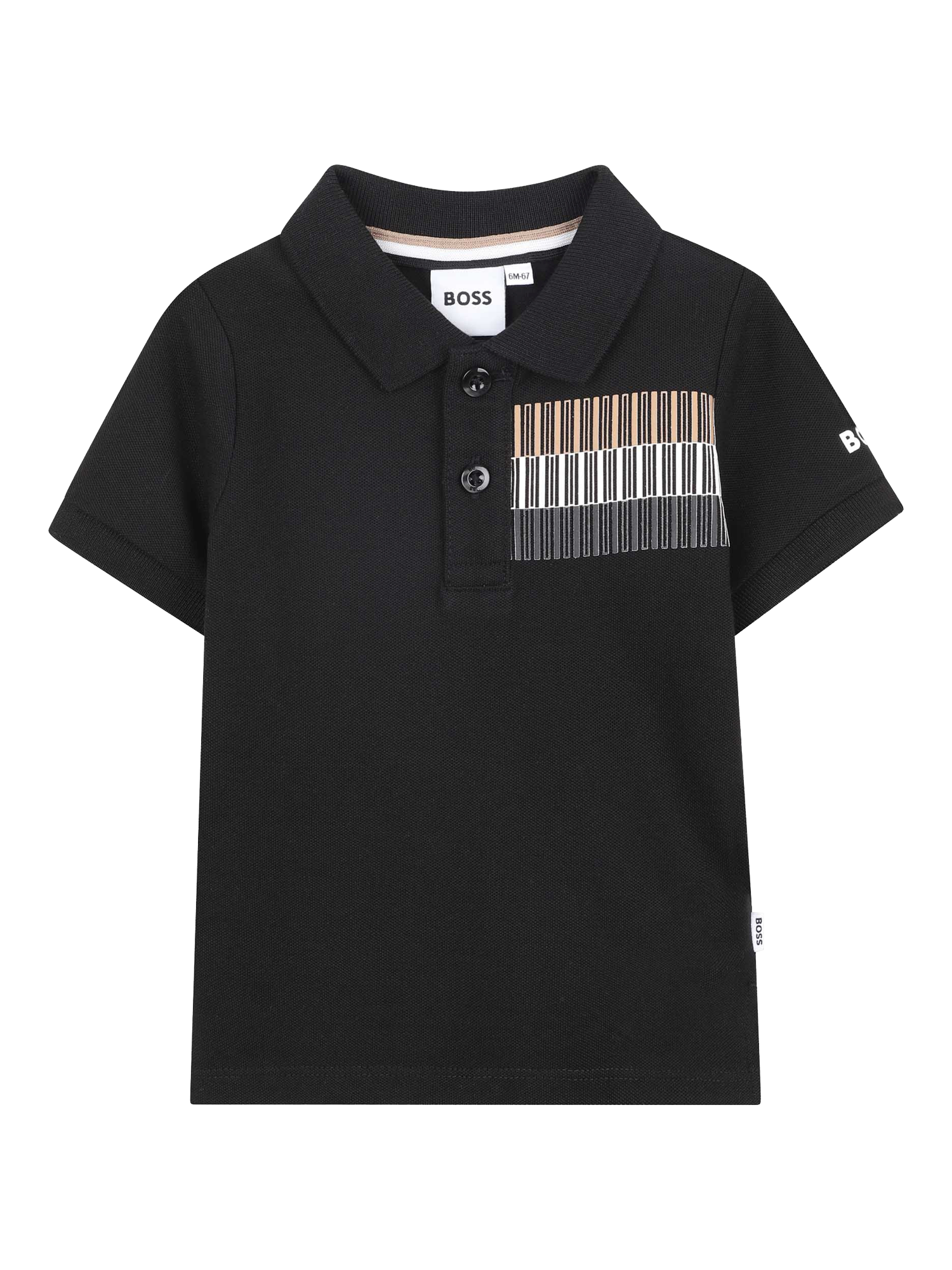 Product image 1 of 2, which shows HUGO BOSS Baby Printed Polo Shirt, Black, 2 years