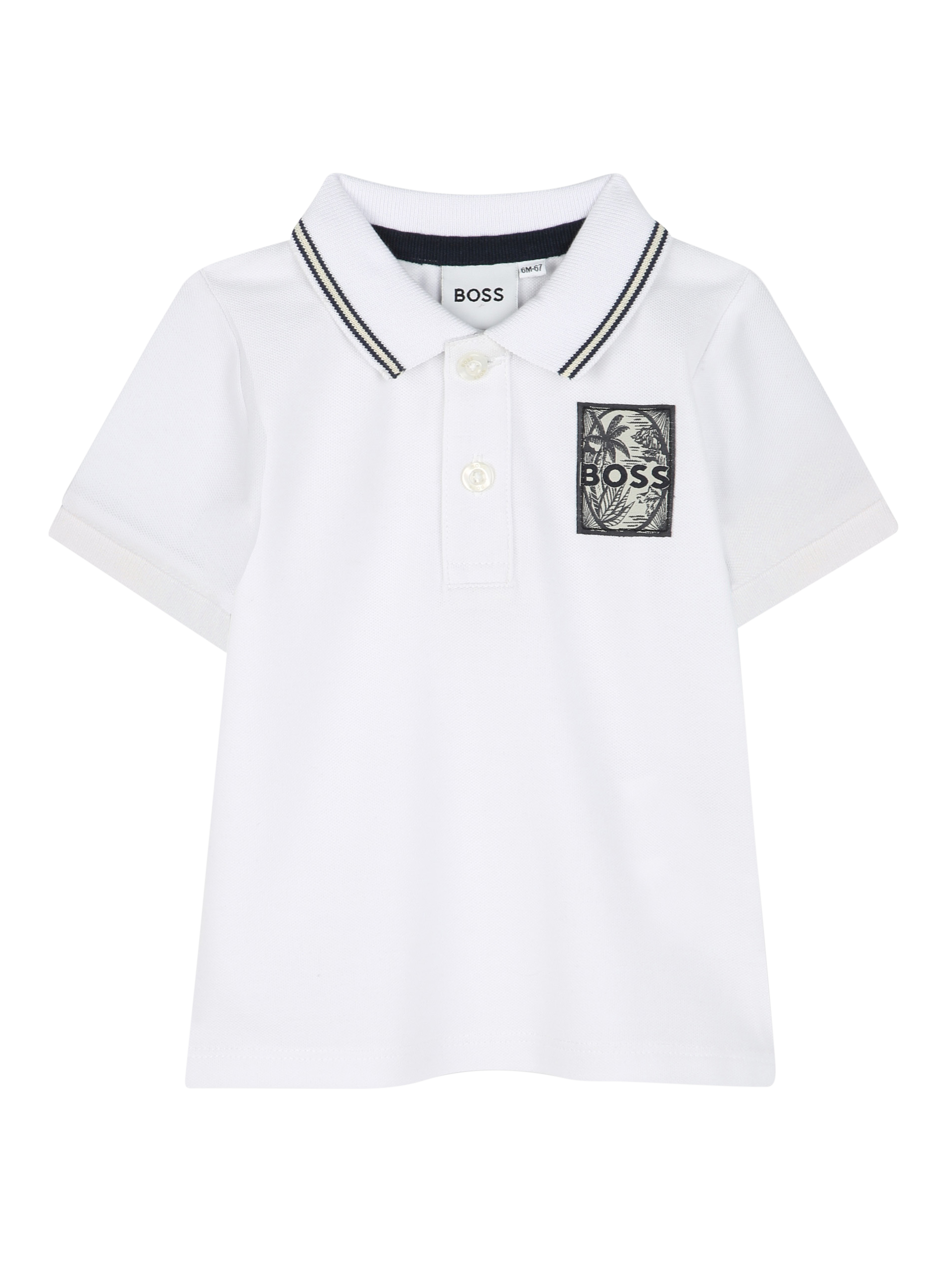 Product image 1 of 2, which shows HUGO BOSS Baby Printed Polo Shirt, White, 2 years