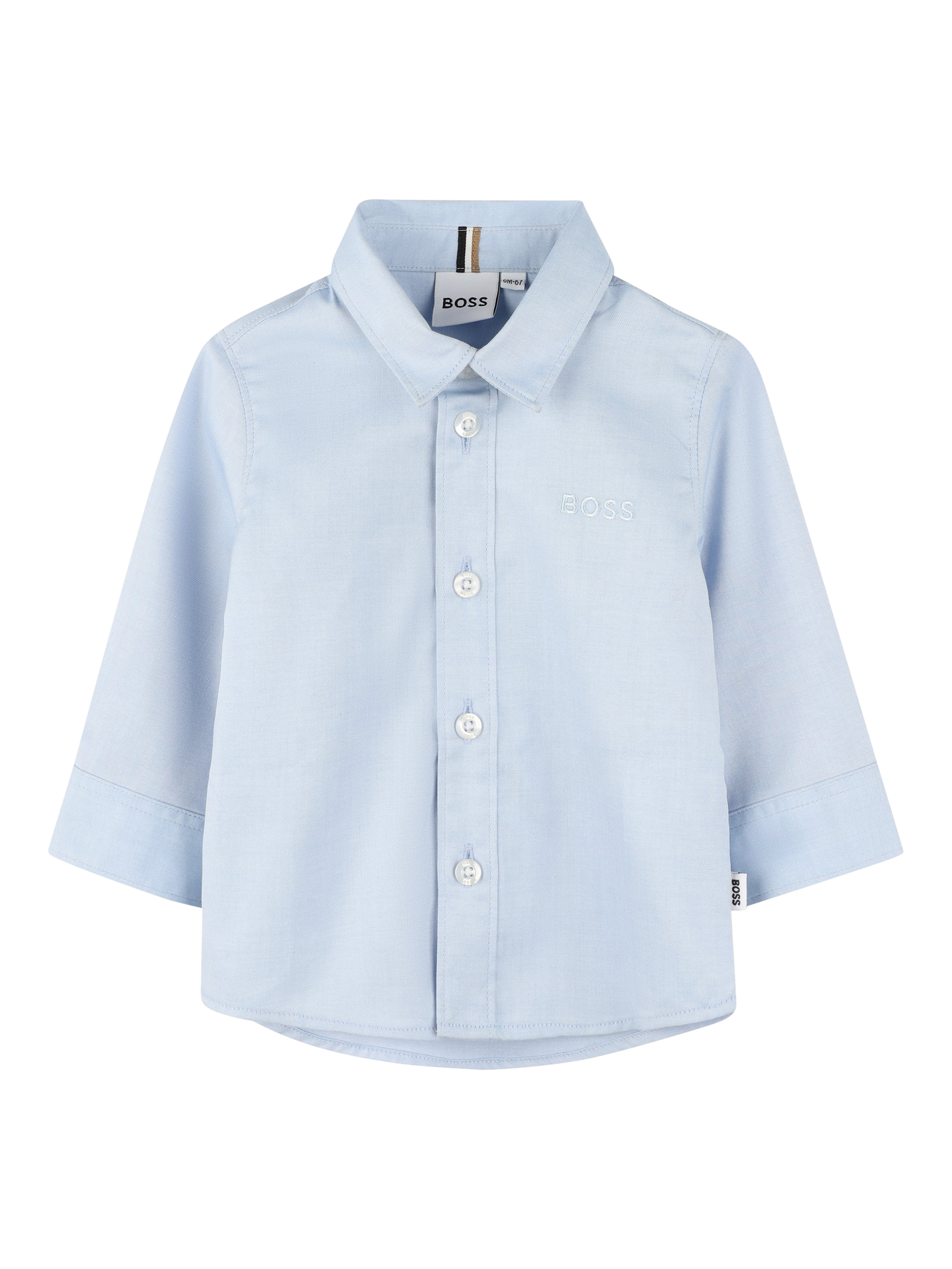 Product image 1 of 2, which shows BOSS Baby Oxford Weave Cotton Shirt, Pale Blue, 2 years