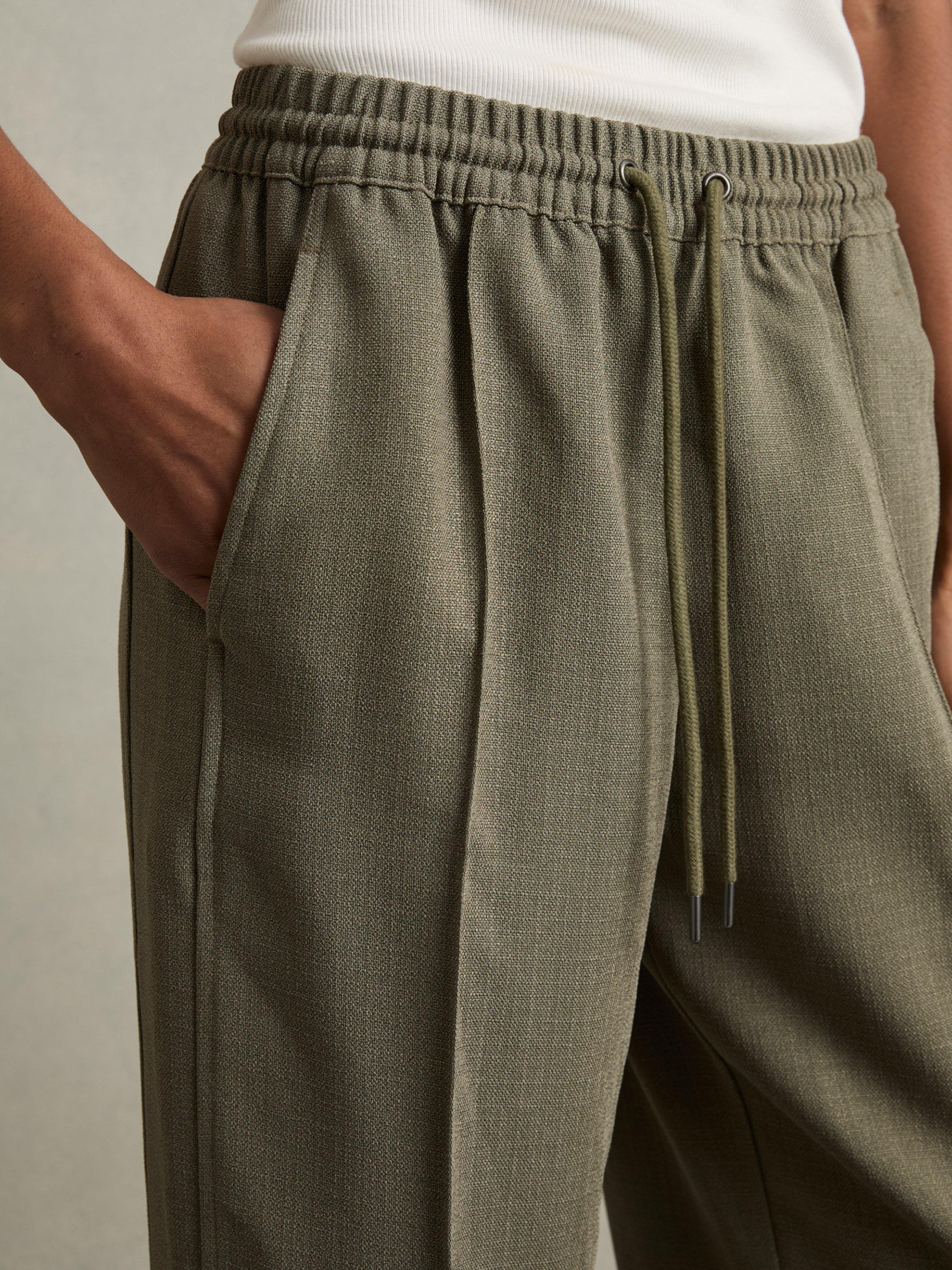 Reiss Sunnie Wide Leg Trousers, Khaki