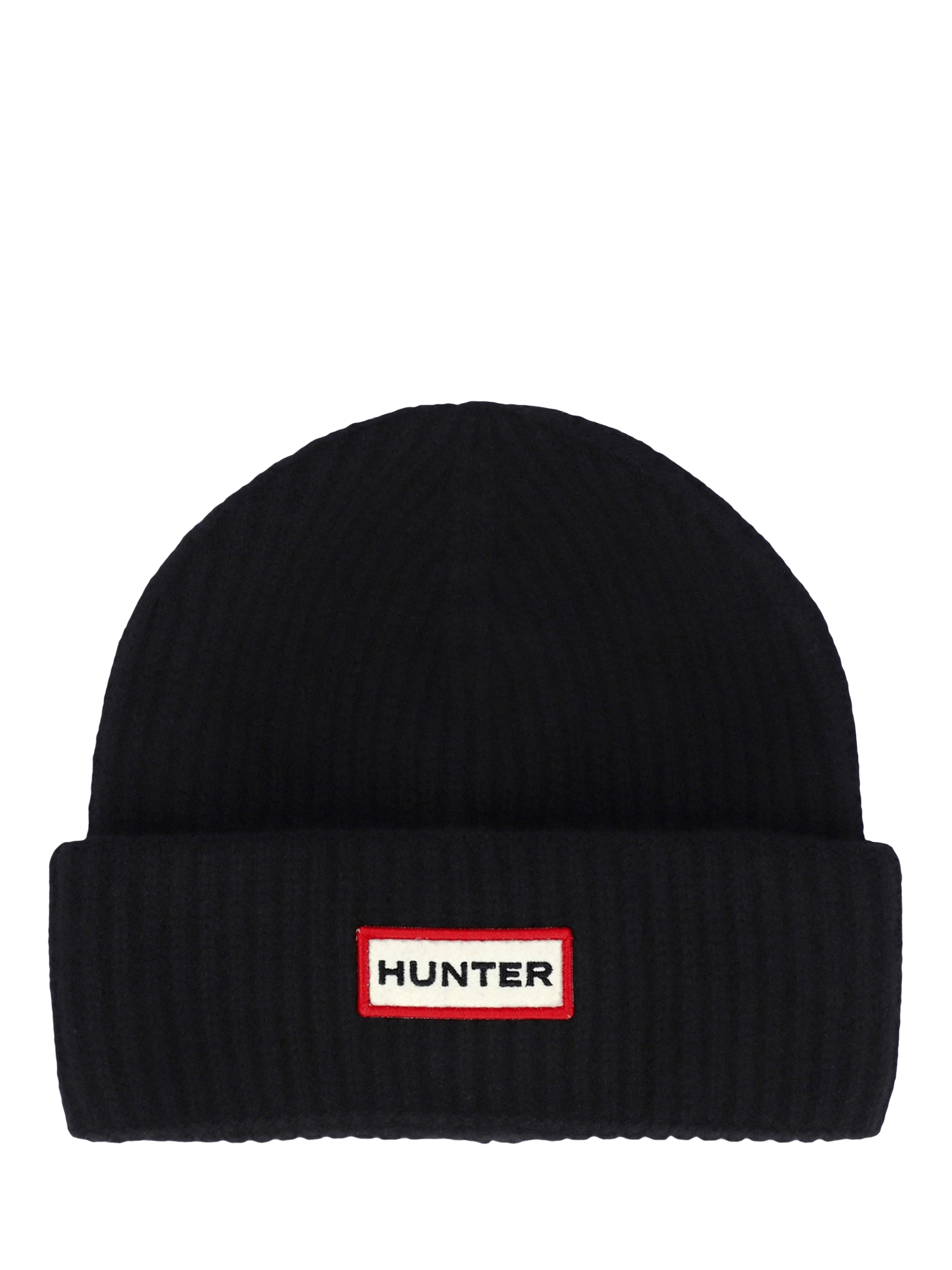 Hunter Fachfin Logo Pure Wool Beanie Hat, Black