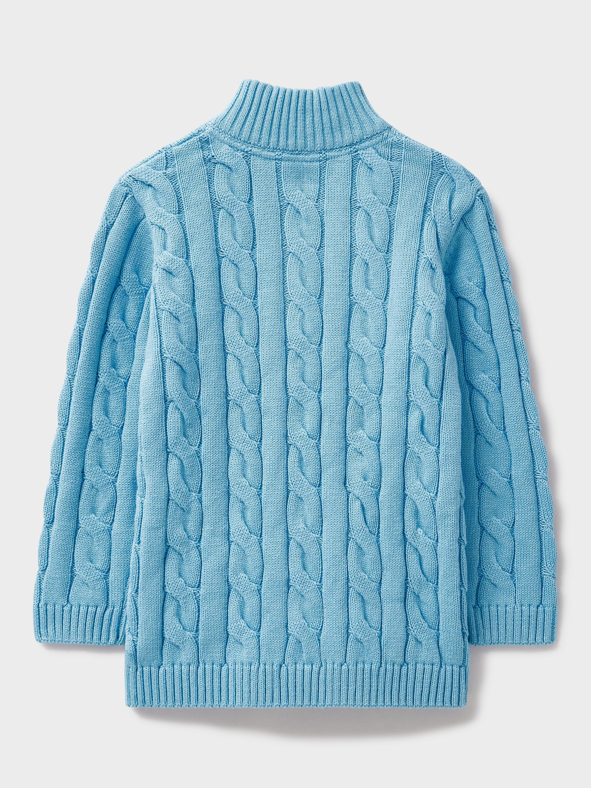 Product image 3 of 3, which shows Crew Clothing Kids' Cable Knit 1/2 Zip Jumper, Aqua Blue, 8-9 years
