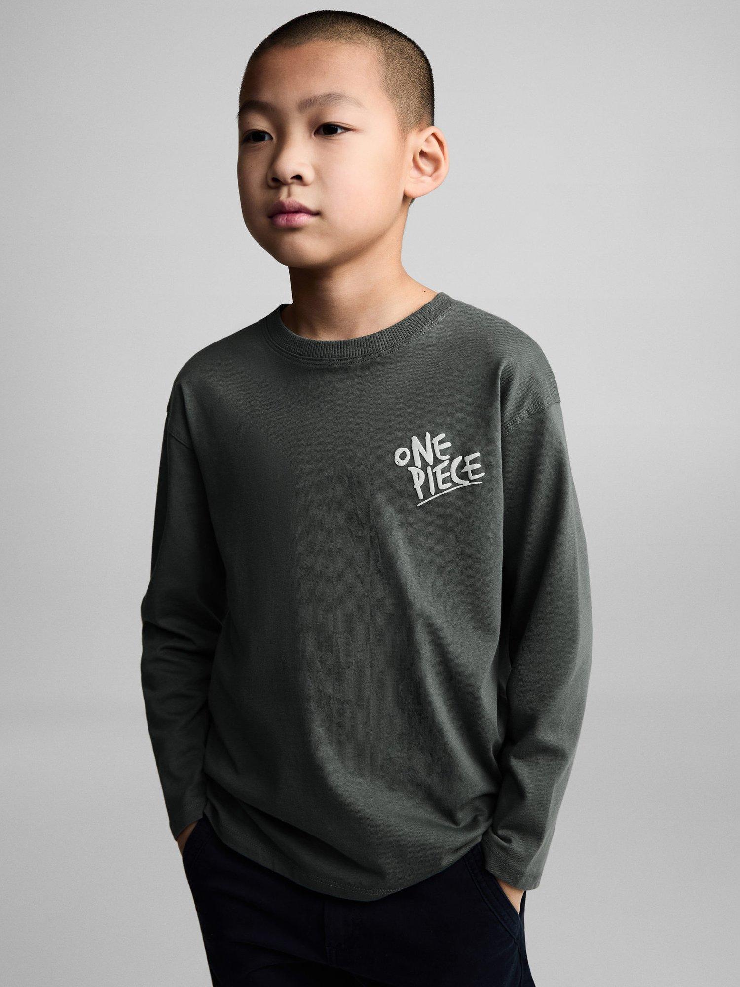 Product image 1 of 7, which shows Mango Kids' Straw Long Sleeve T-Shirt, Green, 5-6 years