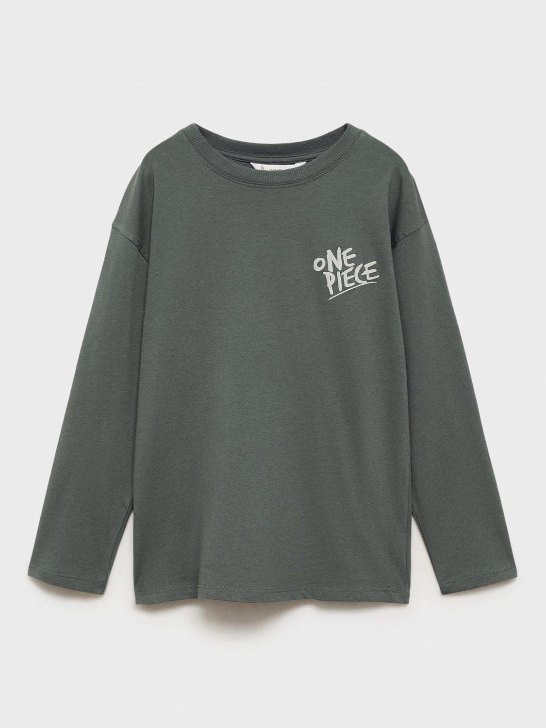 Product image 3 of 7, which shows Mango Kids' Straw Long Sleeve T-Shirt, Green, 5-6 years