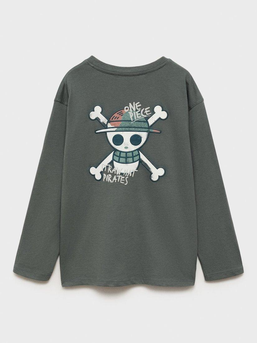 Product image 4 of 7, which shows Mango Kids' Straw Long Sleeve T-Shirt, Green, 5-6 years