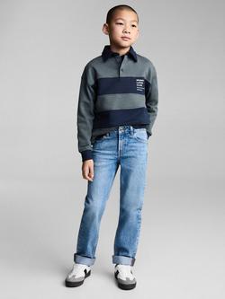 Mango Kids' Later Stripe Polo Neck Sweatshirt, Navy/Multi - view 2, Navy/Multi