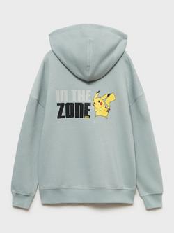 Mango Kids' Pokeman In The Zone Hoodie, Aqua - view 2, Aqua