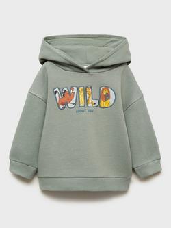 Mango Kids' Wild Lion King Hoodie, Green/Multi, Green/Multi