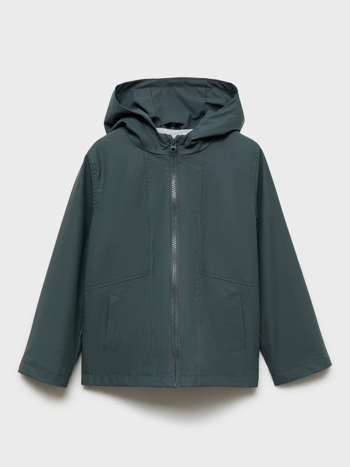Product image 3 of 7, which shows Mango Kids' Pumba Hooded Water-Repellant Coat, Dark Green, 12-18 months