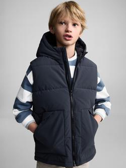 Mango Kids' Killian Quilted Gilet, Charcoal, Charcoal