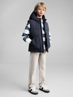 Mango Kids' Killian Quilted Gilet, Charcoal - view 2, Charcoal