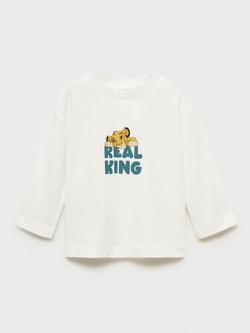 Mango Kids' Lion King Long Sleeve Top, White/Multi, White/Multi