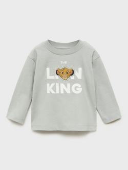 Mango Kids' Lion King Patch Long Sleeve Top, Green/Multi, Green/Multi