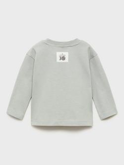 Mango Kids' Lion King Patch Long Sleeve Top, Green/Multi - view 2, Green/Multi