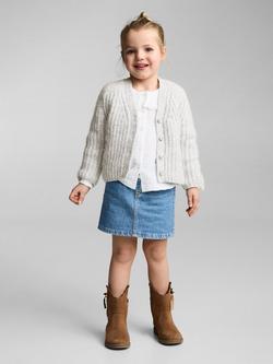 Mango Kids' Knitted Cloud Cardigan, Light Grey, Light Grey