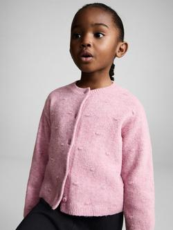 Mango Kids' Tula Pointelle Cardigan, Pink, Pink