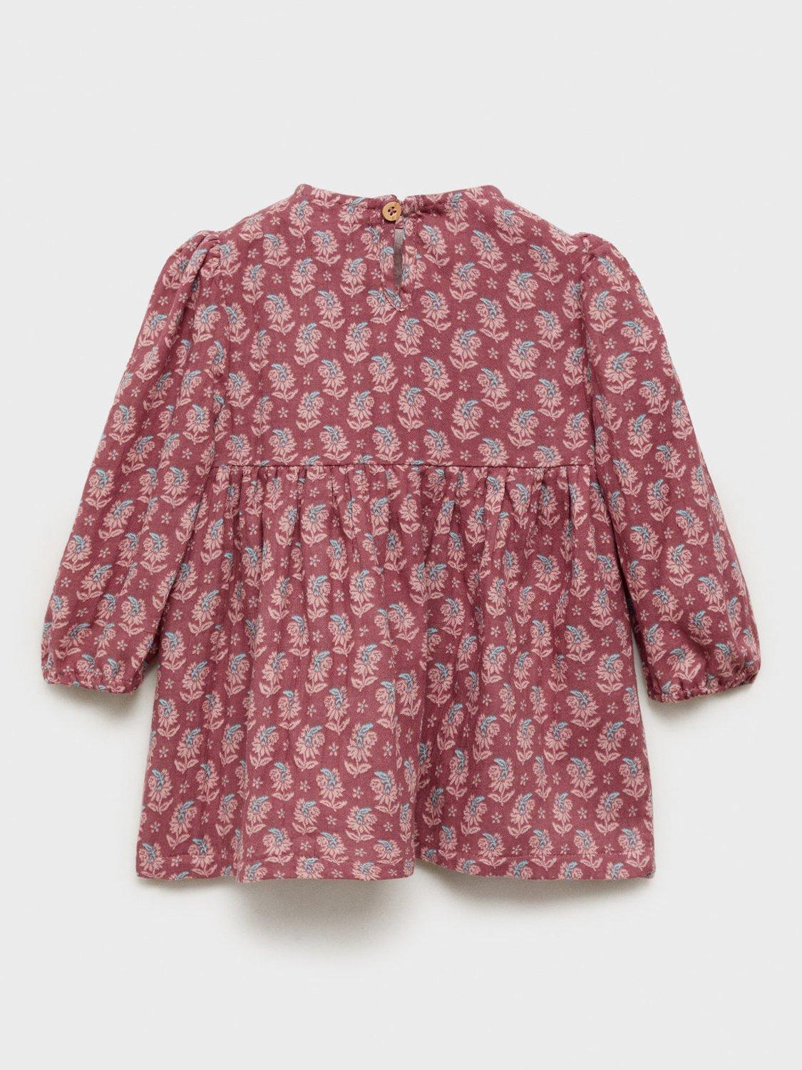 Product image 2 of 4, which shows Mango Kids' Cherry Floral Dress, Dark Red, 18-24 months