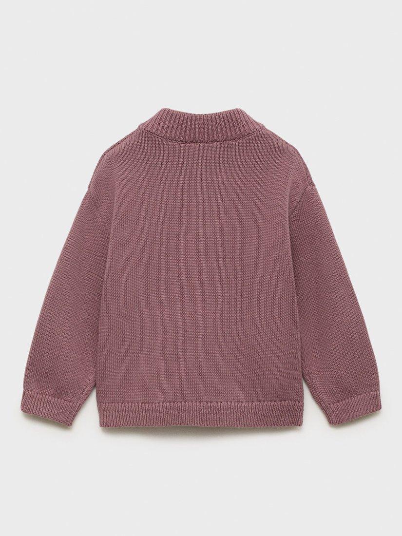 Product image 4 of 7, which shows Mango Kids' Orlando Cotton Ribbed Jumper, Dark Red, 12-18 months