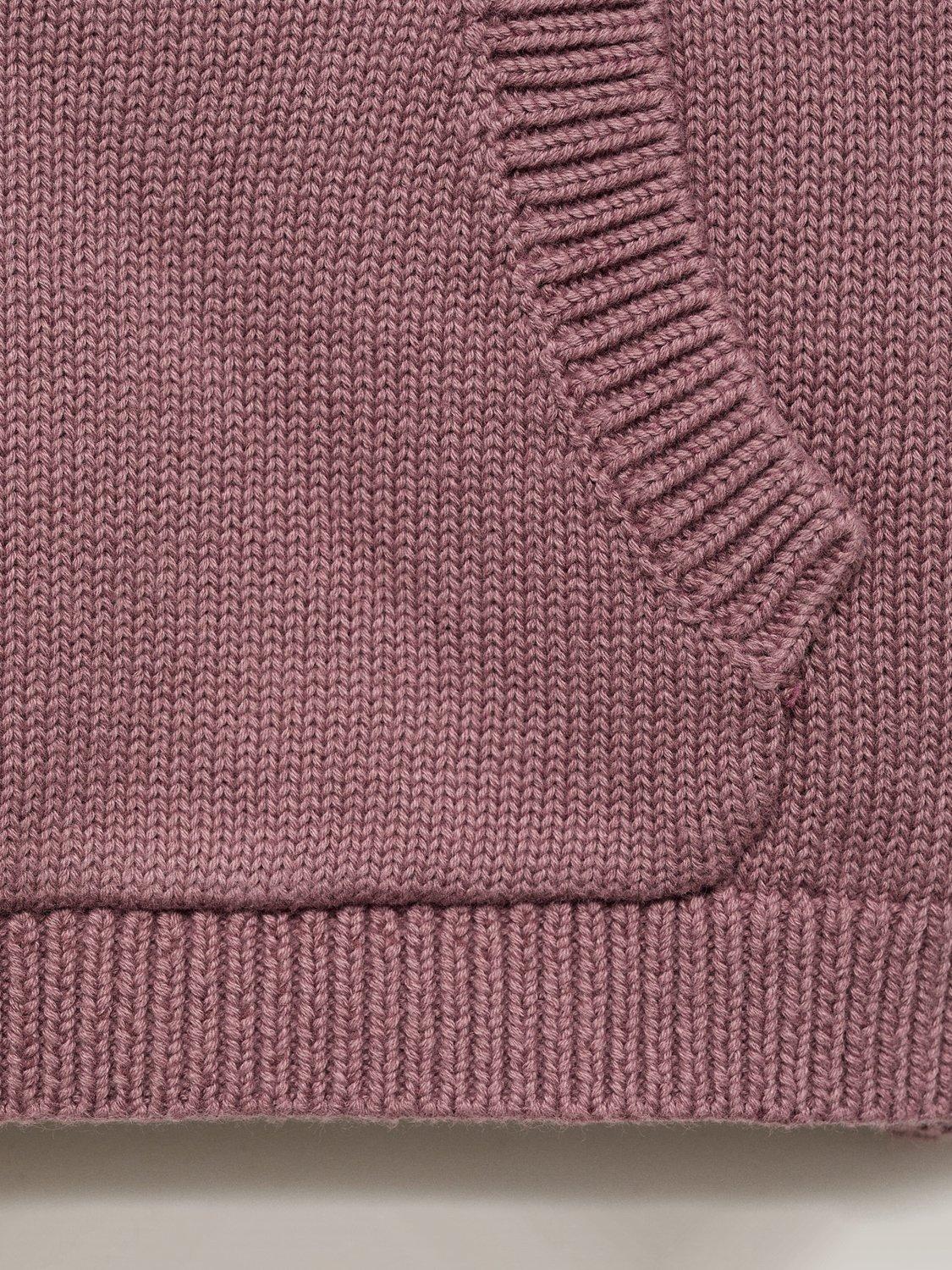 Product image 5 of 7, which shows Mango Kids' Orlando Cotton Ribbed Jumper, Dark Red, 12-18 months