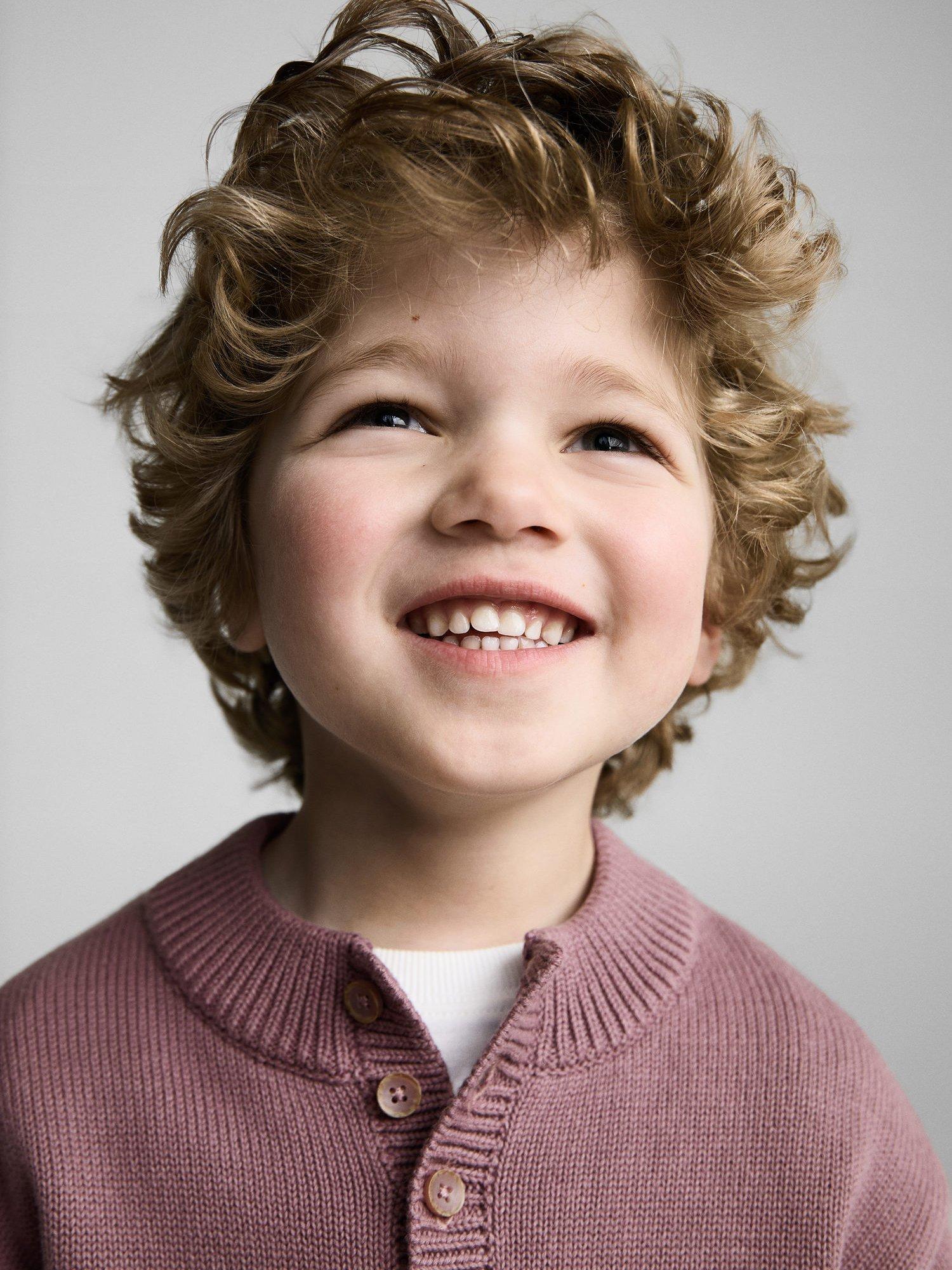 Product image 6 of 7, which shows Mango Kids' Orlando Cotton Ribbed Jumper, Dark Red, 12-18 months
