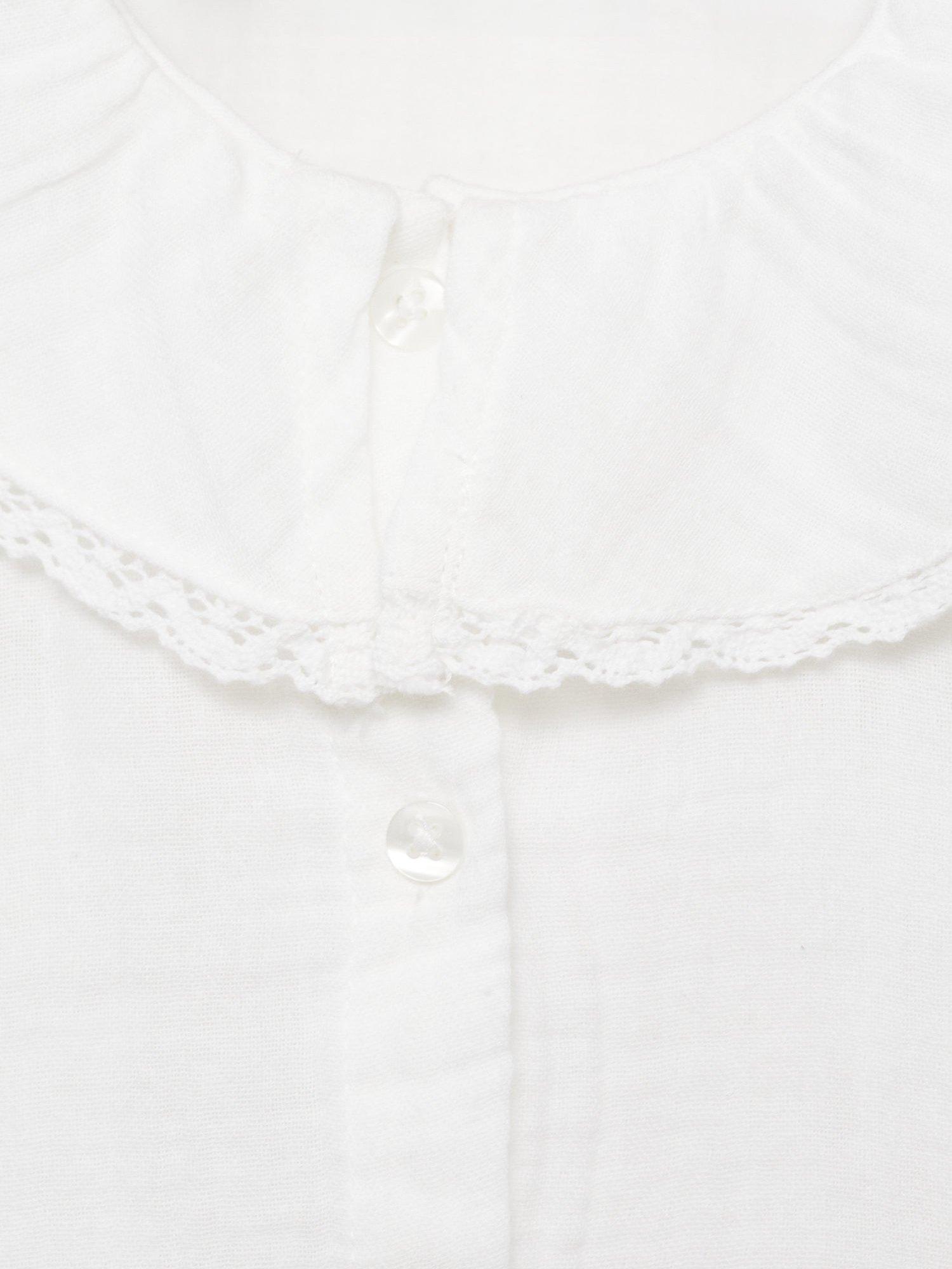 Product image 7 of 7, which shows Mango Kids' Isabela Cotton Babydoll Collar Shirt, White, 9-12 months