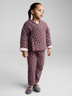 Mango Kids' Marga Elasticated Waist Embroidered Trousers, Dark Red, Dark Red