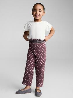 Mango Kids' Marga Elasticated Waist Embroidered Trousers, Dark Red - view 2, Dark Red