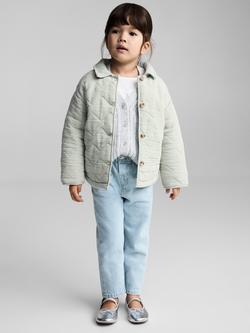 Mango Kids' Paperbag Jeans, Open Blue - view 2, Light Blue