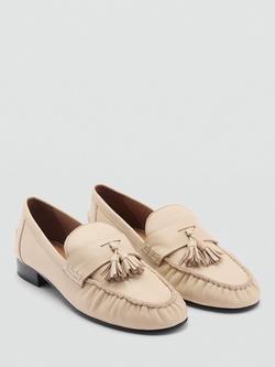 Mango Isi Leather Tassel Moccasins, Light Beige - view 2, Light Beige
