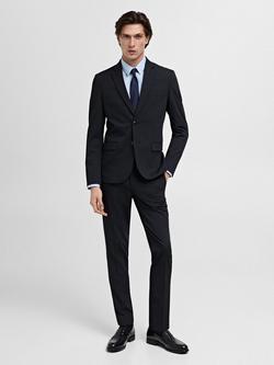 Mango Paris Straight Tailored Trousers - view 2, Navy