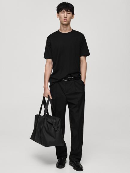 Mango Bellow Cotton Regular Fit Tee - view 2, Black