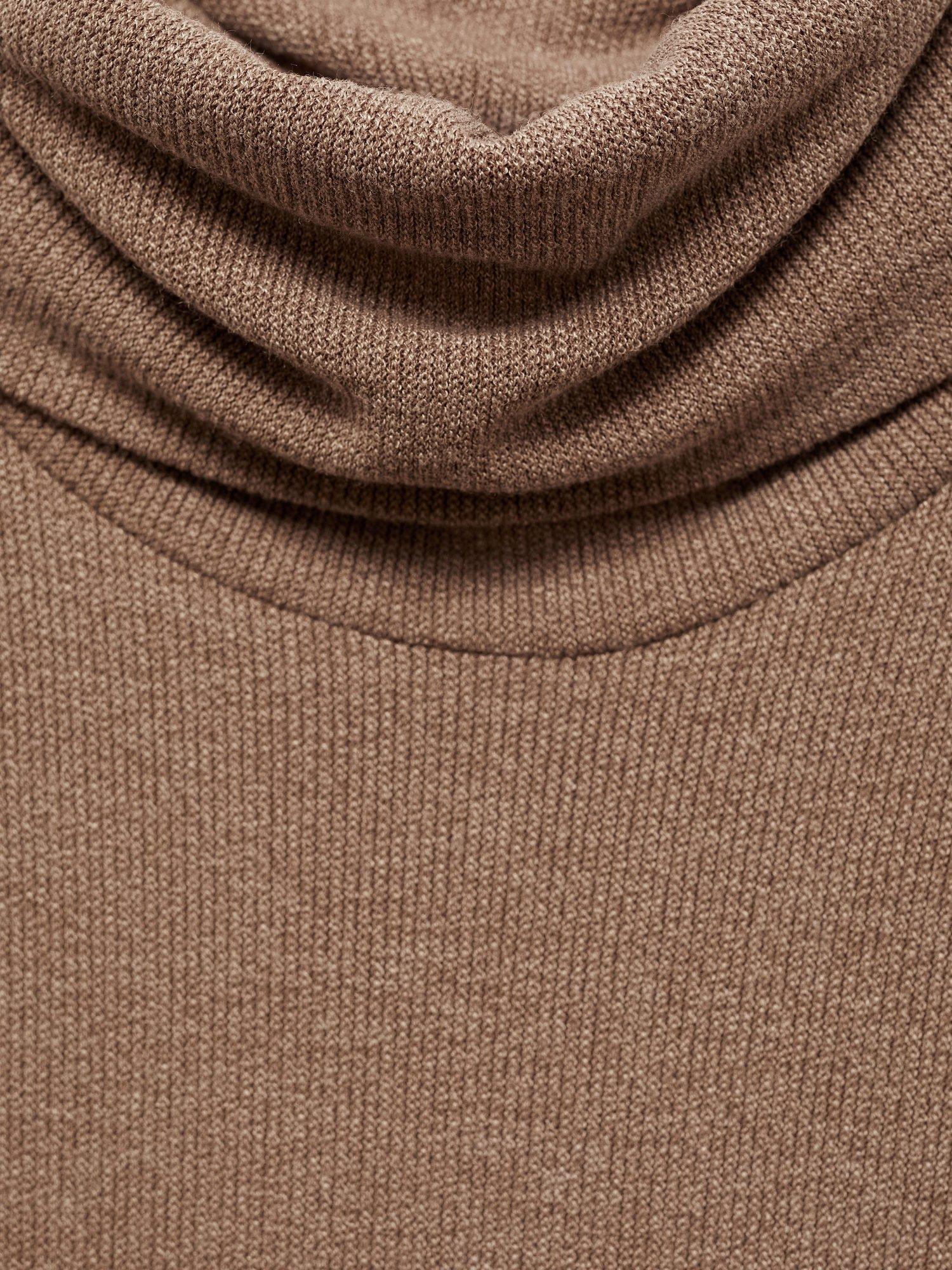 Product image 8 of 8, which shows Mango Gino Roll Neck Fitted Jumper Dress, Brown, 14