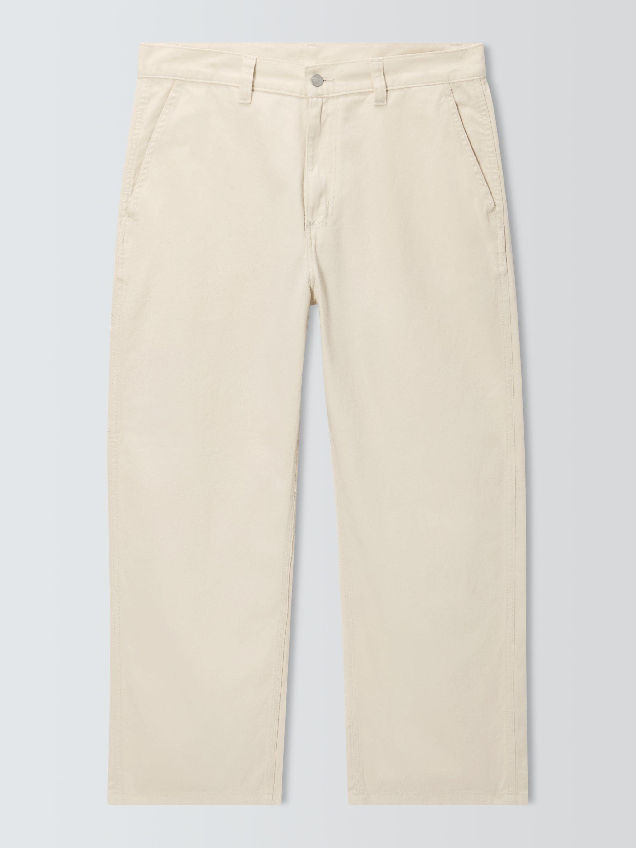 Product image 1 of 1, which shows Carhartt WIP Drewe Straight Fit Cotton Trousers, Natural, M