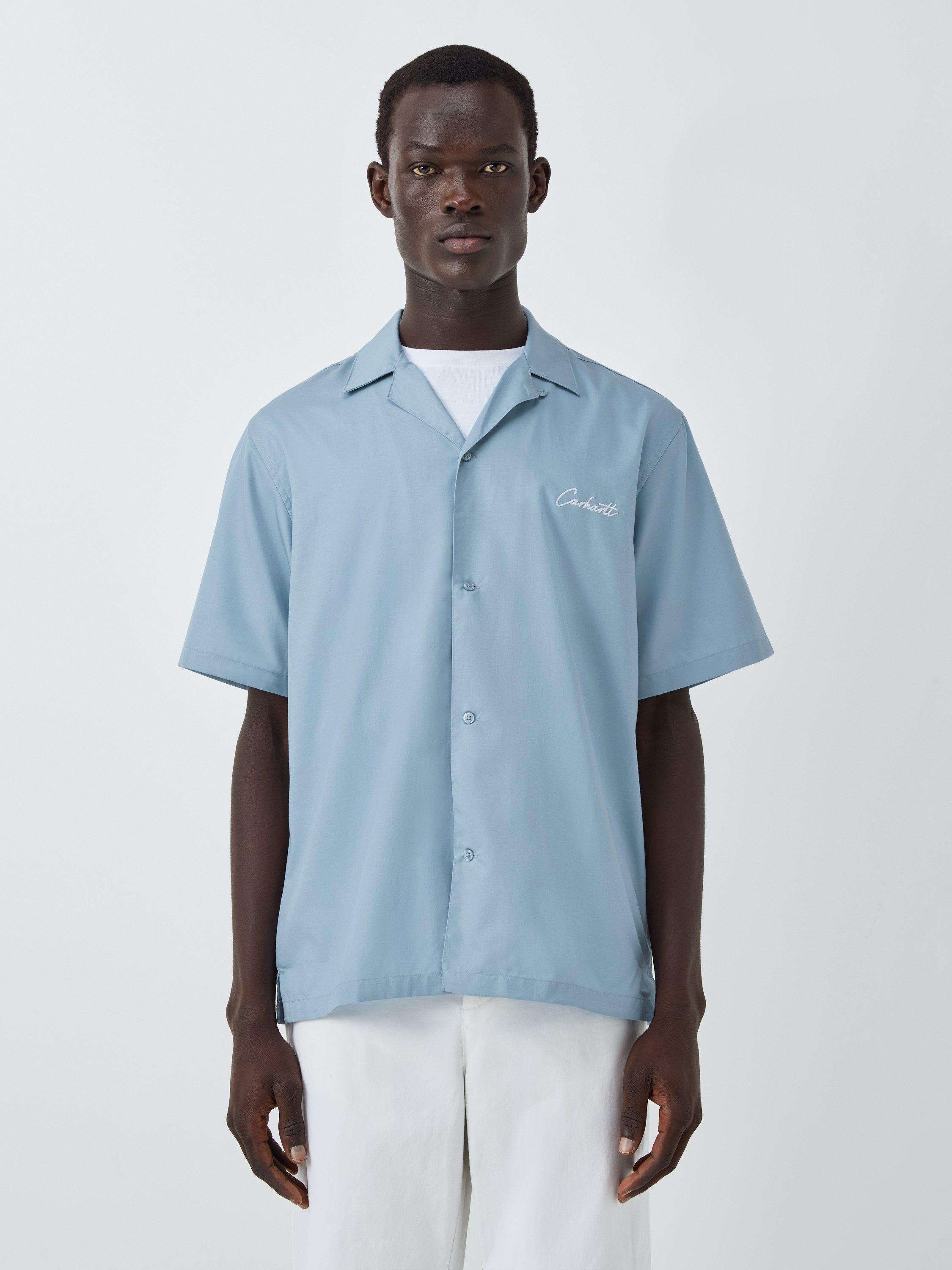 Carhartt WIP Delray Regular Fit Logo Shirt, Frosted Blue/White