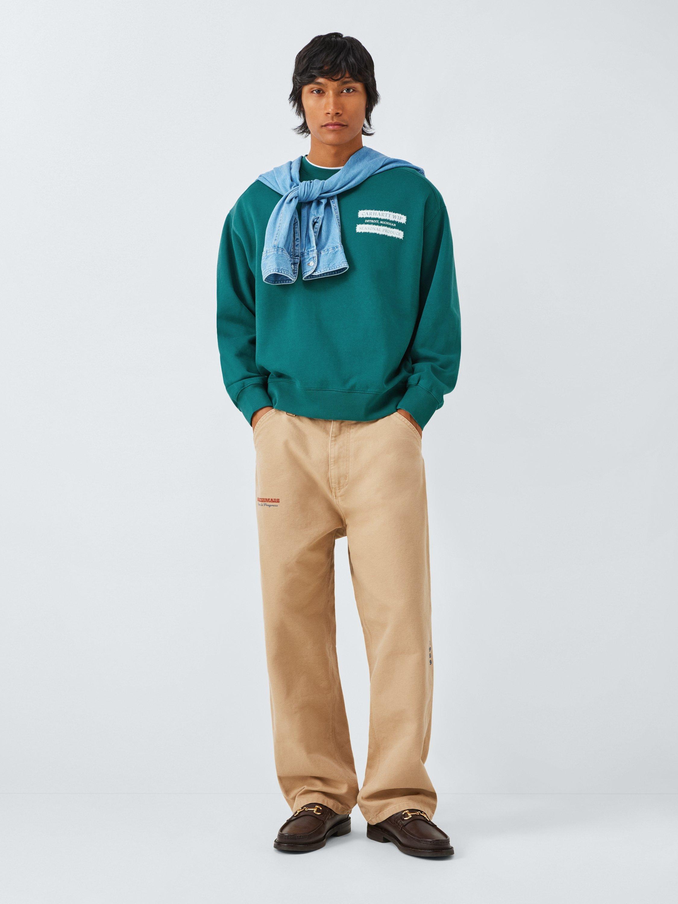 Product image 3 of 6, which shows Carhartt WIP Bumper Sweatshirt, Rainforest/White, L