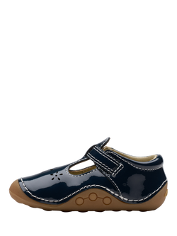 Clarks Kids' Tiny Skip T-Bar Leather Toddler Shoes, Navy Patent - view 2, Navy Patent