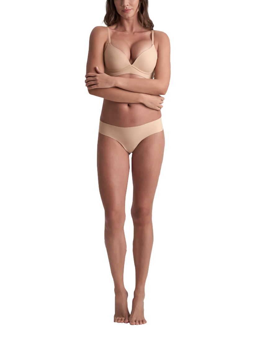 Product image 2 of 6, which shows Bye Bra Invisible Thong, Pack of 2, Beige/Black, S