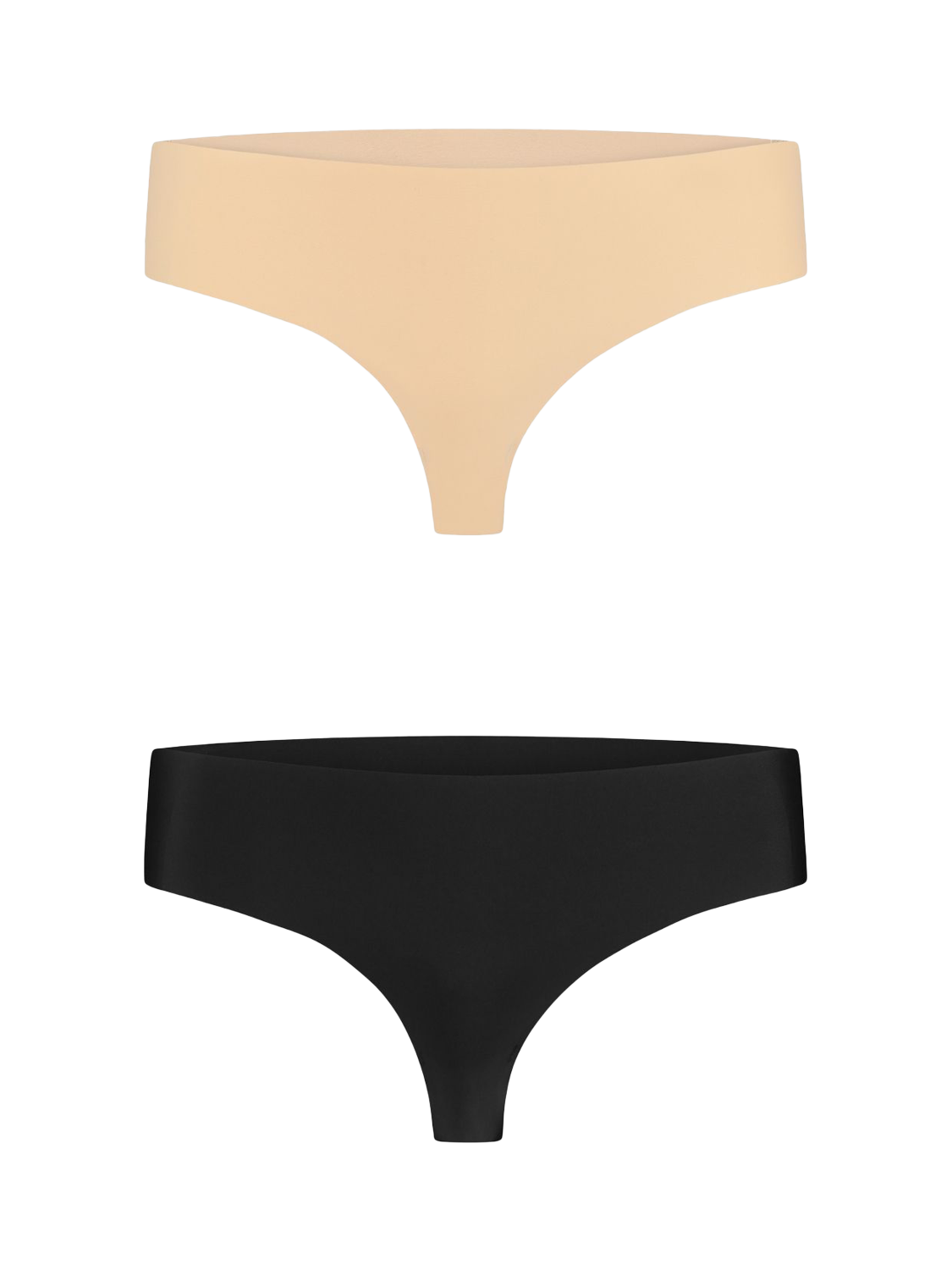 Product image 6 of 6, which shows Bye Bra Invisible Thong, Pack of 2, Beige/Black, S