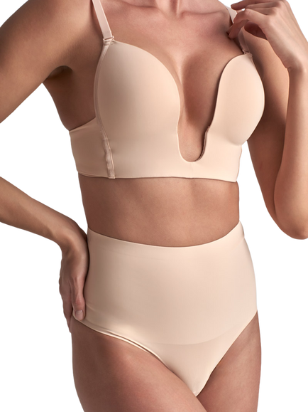 Bye Bra Waist Control Thong, Beige