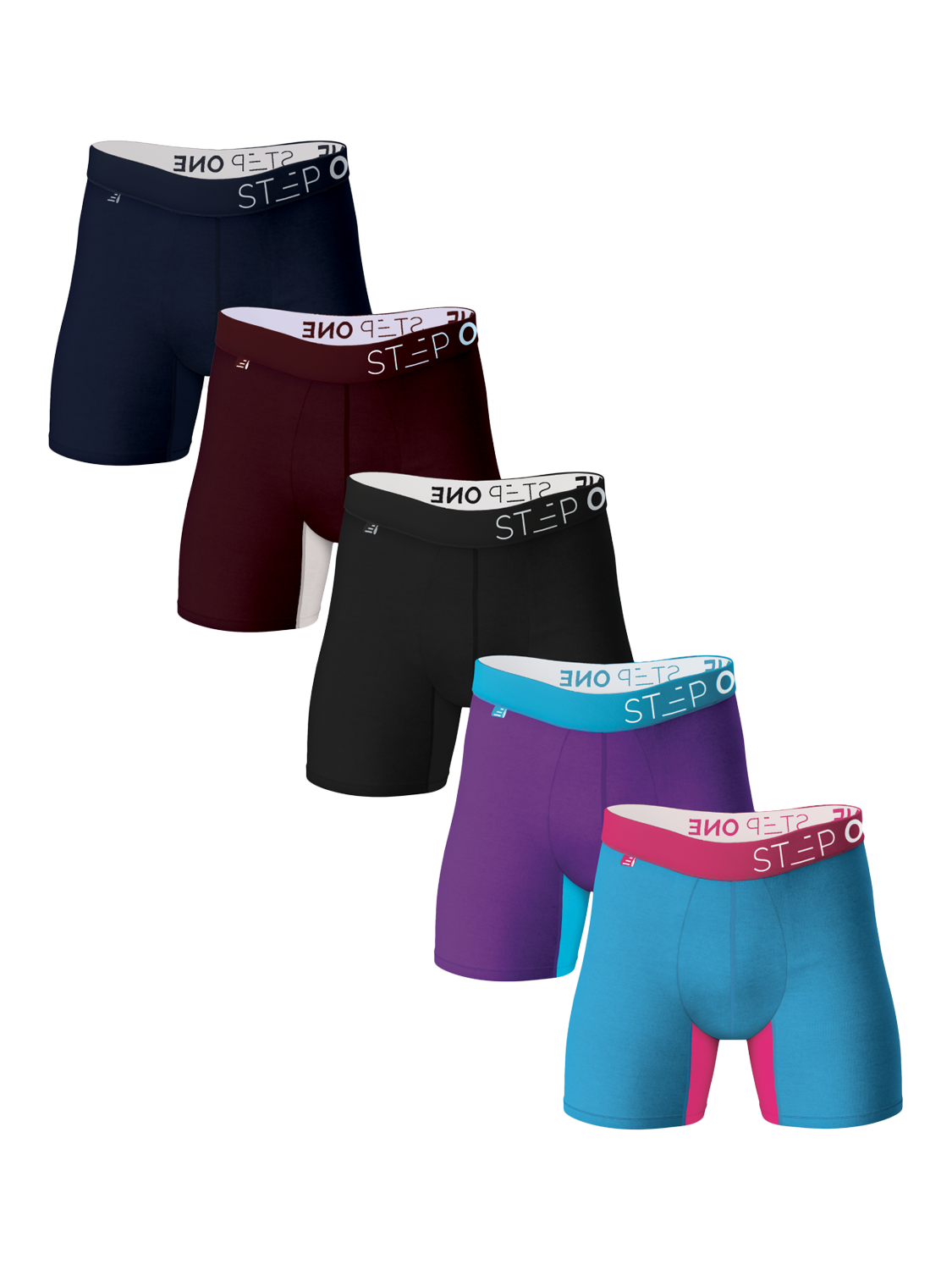 Product image 1 of 6, which shows Step One Bamboo Boxer Briefs, Multi, Pack of 5, S