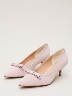 Phase Eight Bow Suede Court Shoes, Pink - view 2, Pink