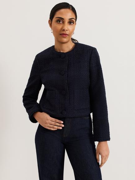 Phase Eight Petite Ripley Boucle Jacket, Navy, Navy