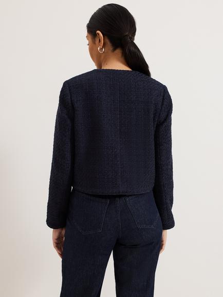 Phase Eight Petite Ripley Boucle Jacket, Navy - view 2, Navy