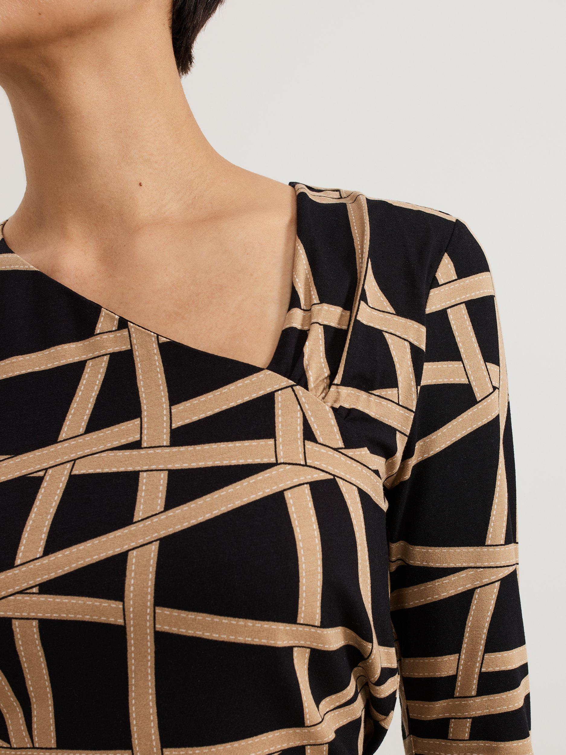 Product image 7 of 7, which shows Phase Eight Lilah Ribbon Print Top, Black, 8