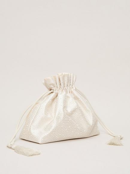Phase Eight Pearl Drawstring Clutch Bag, Ivory - view 2, Ivory