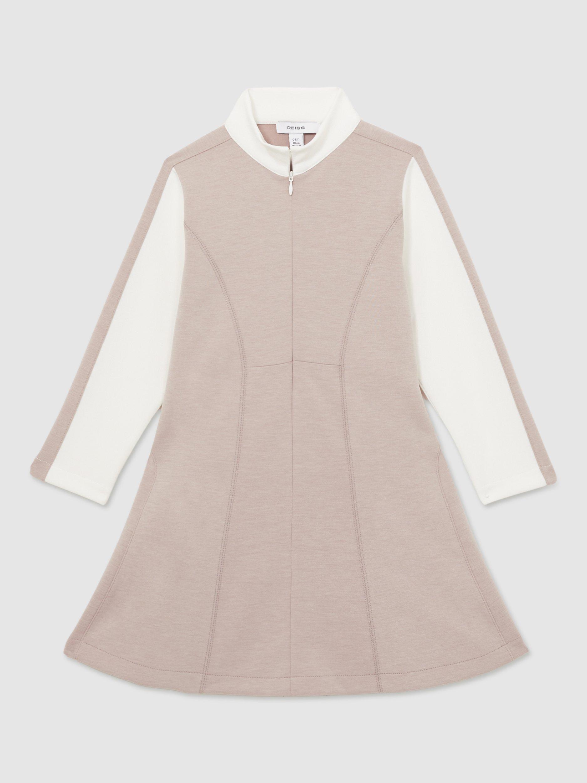 Reiss Kids' Kelly Long Sleeve Jersey Dress , Ecru/Multi