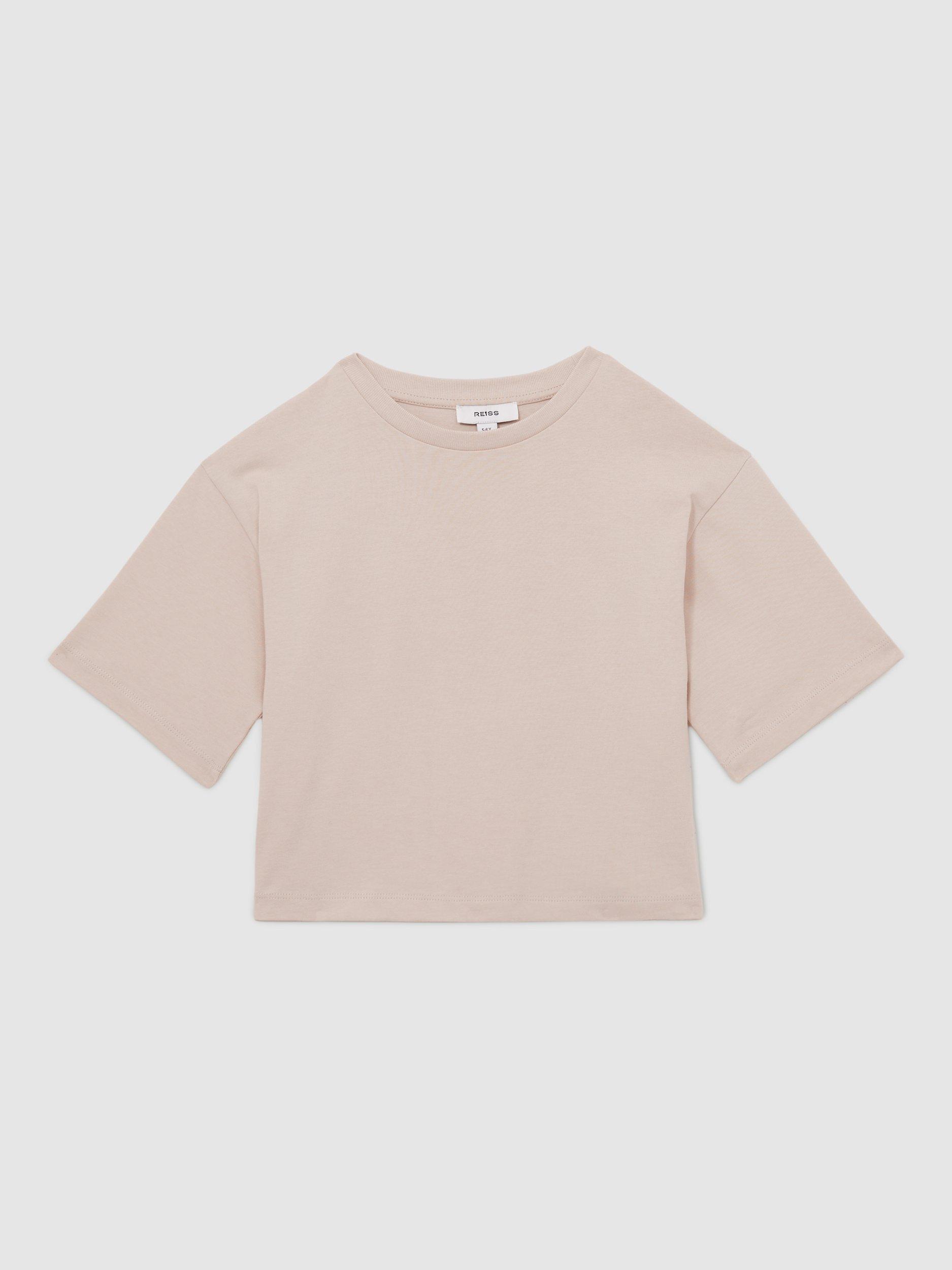 Product image 1 of 4, which shows Reiss Kids' Cassy Cotton Oversized T-Shirt, Blush, 4-5 years