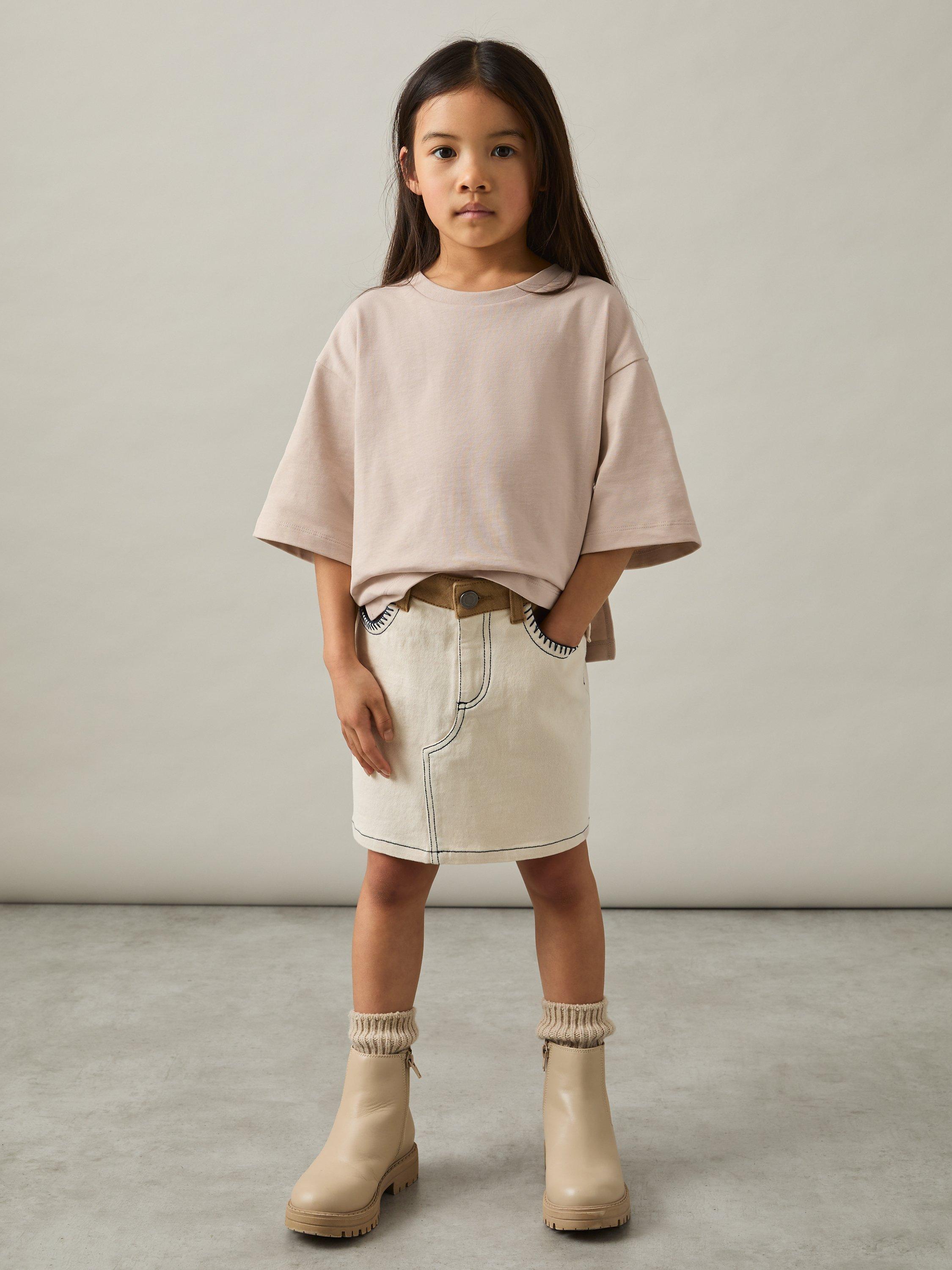 Product image 3 of 4, which shows Reiss Kids' Cassy Cotton Oversized T-Shirt, Blush, 4-5 years