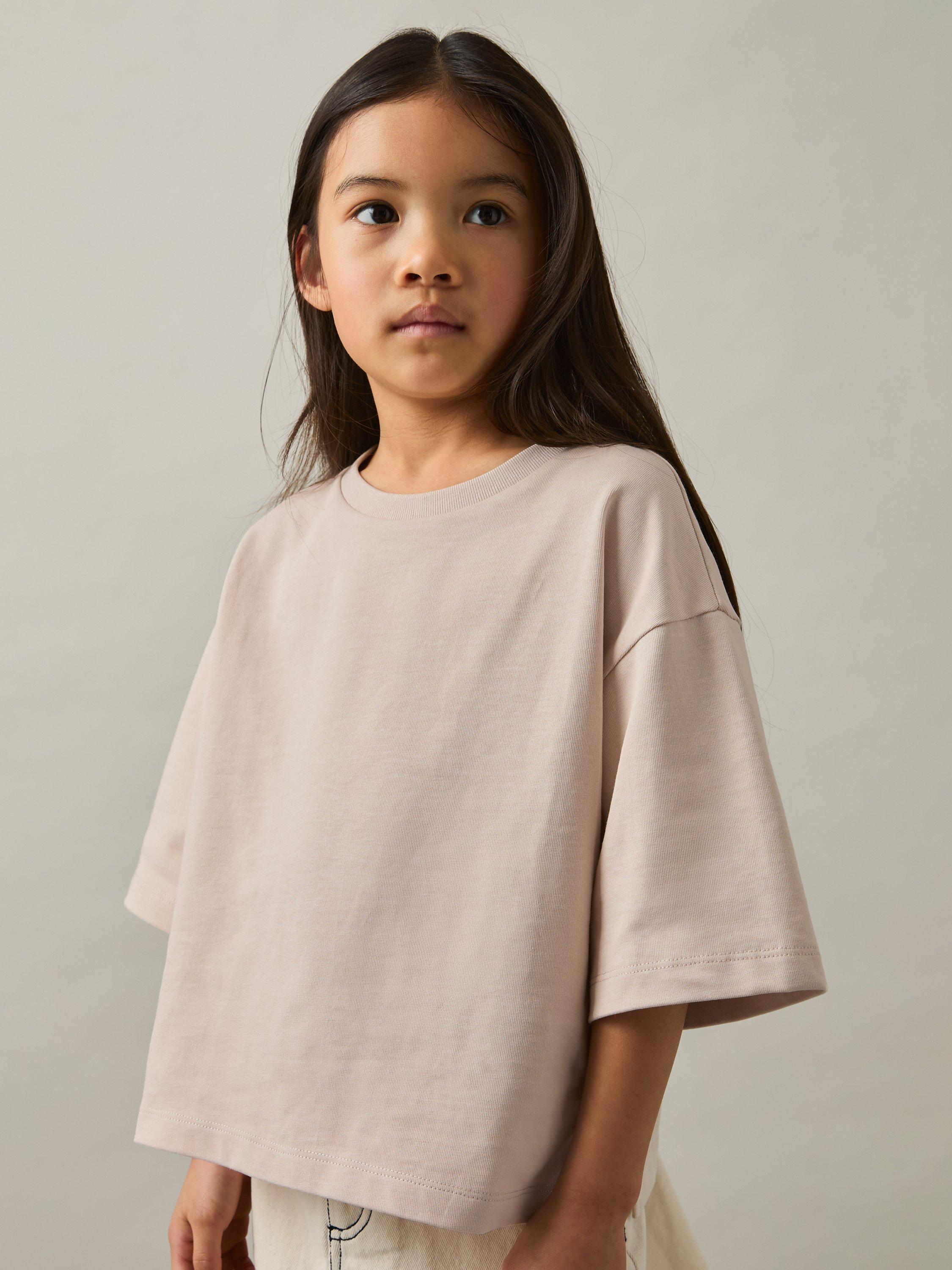 Product image 4 of 4, which shows Reiss Kids' Cassy Cotton Oversized T-Shirt, Blush, 4-5 years