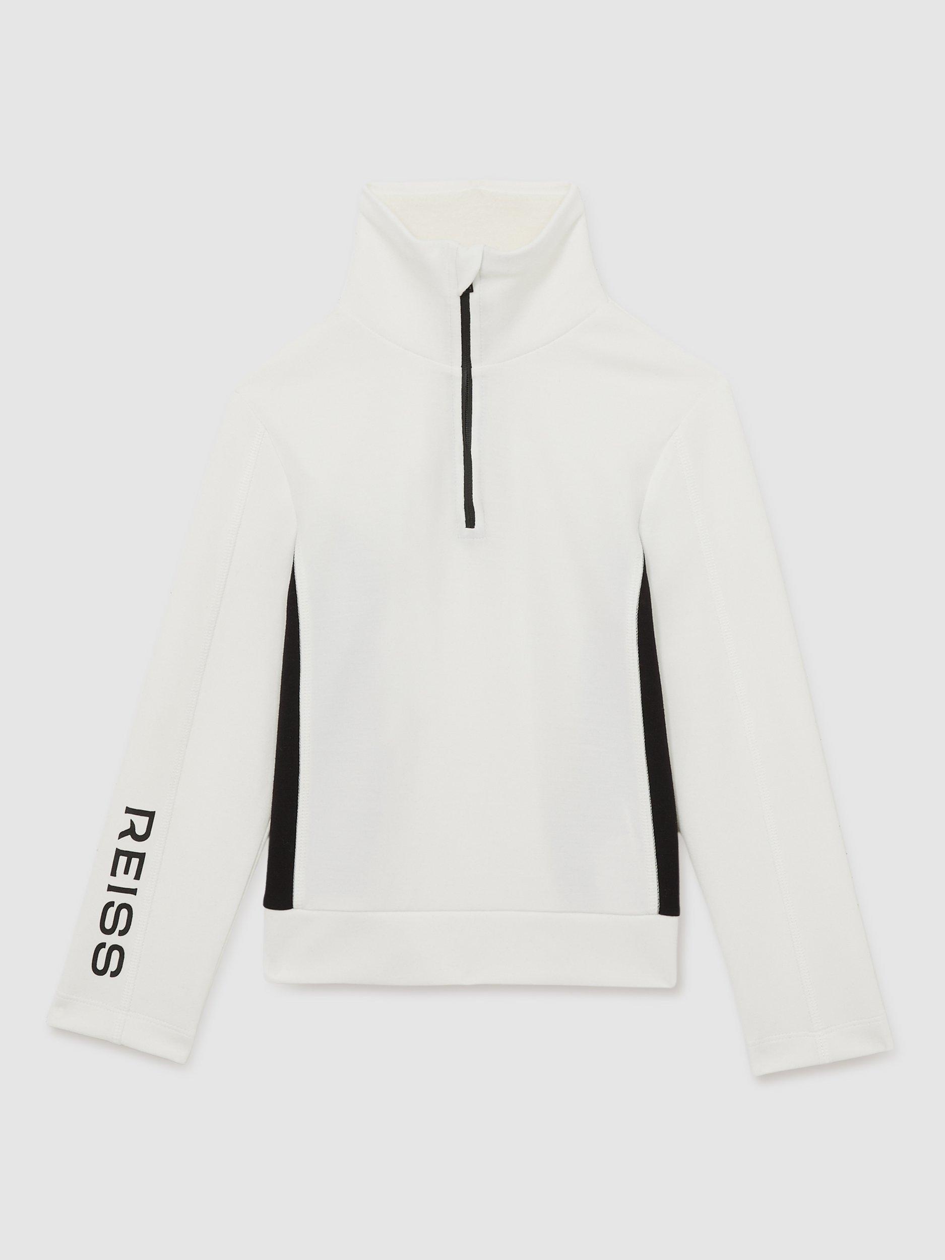Product image 1 of 4, which shows Reiss Kids' Brina Funnel Neck Base Layer Top, White/Black, 4-5 years